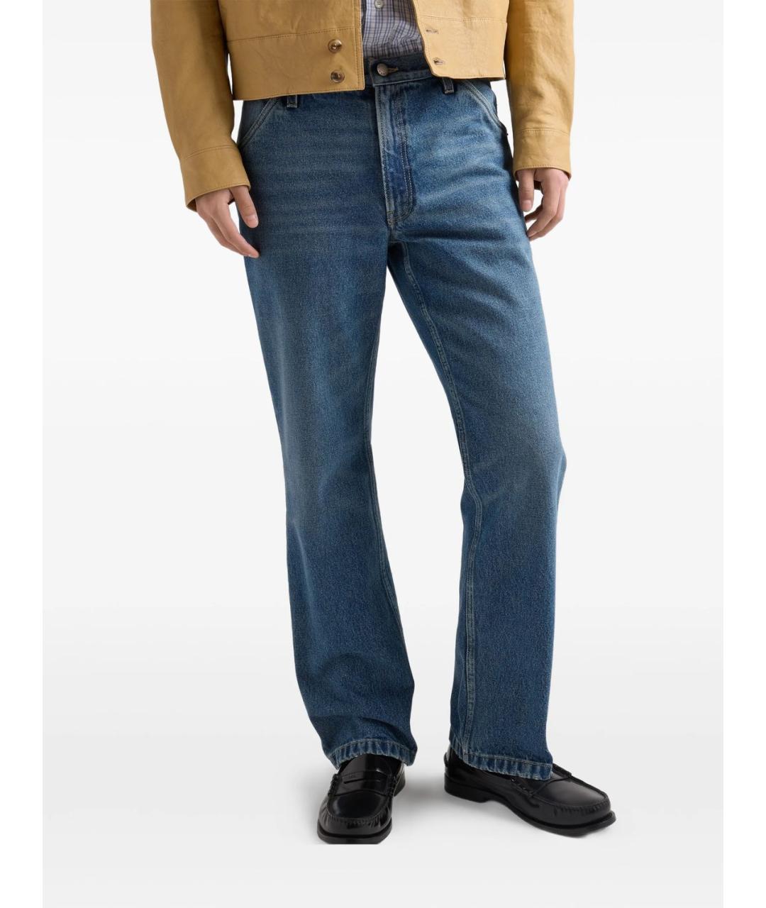 PRADA Синие хлопковые прямые джинсы, фото 3