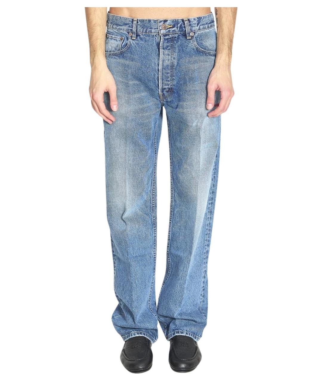 CELINE Синие хлопковые прямые джинсы, фото 1