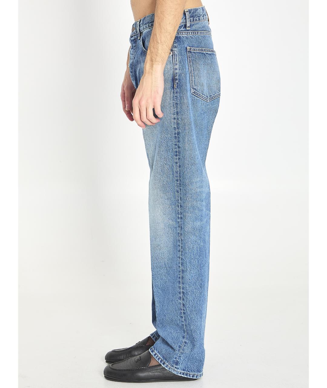 CELINE Синие хлопковые прямые джинсы, фото 3