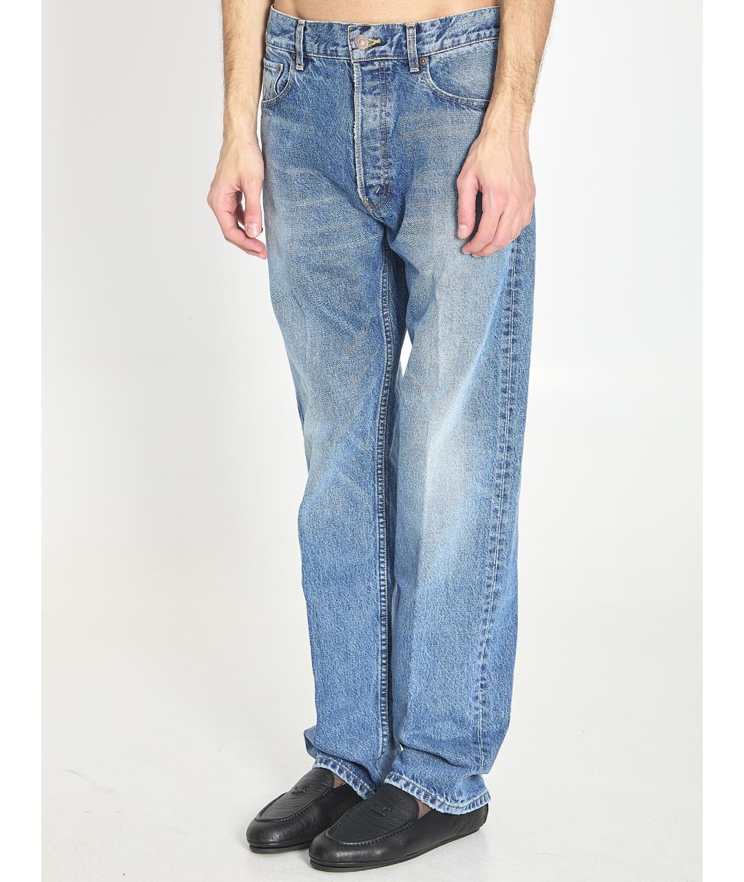 CELINE Синие хлопковые прямые джинсы, фото 2