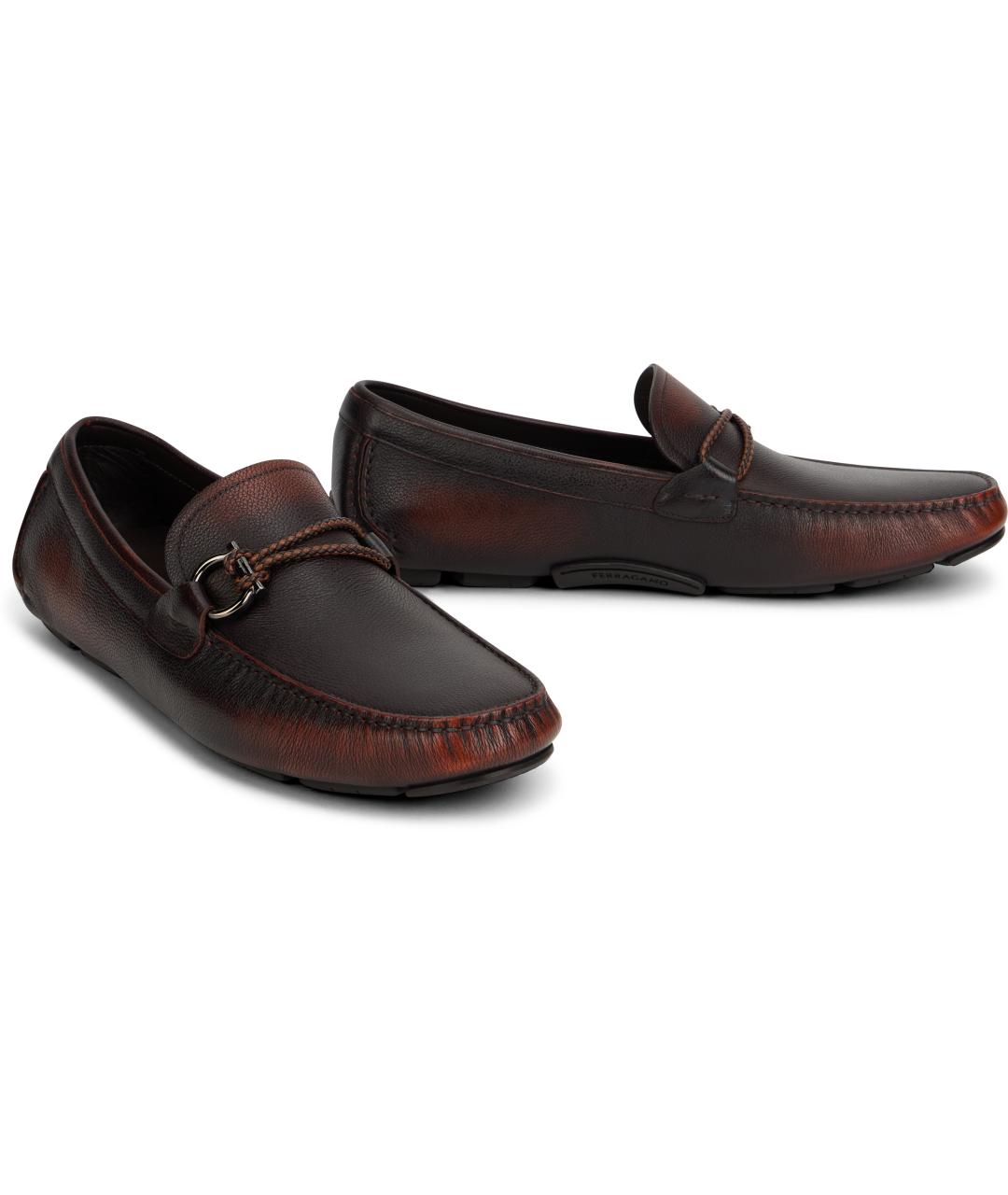 FERRAGAMO Коричневые кожаные лоферы, фото 3
