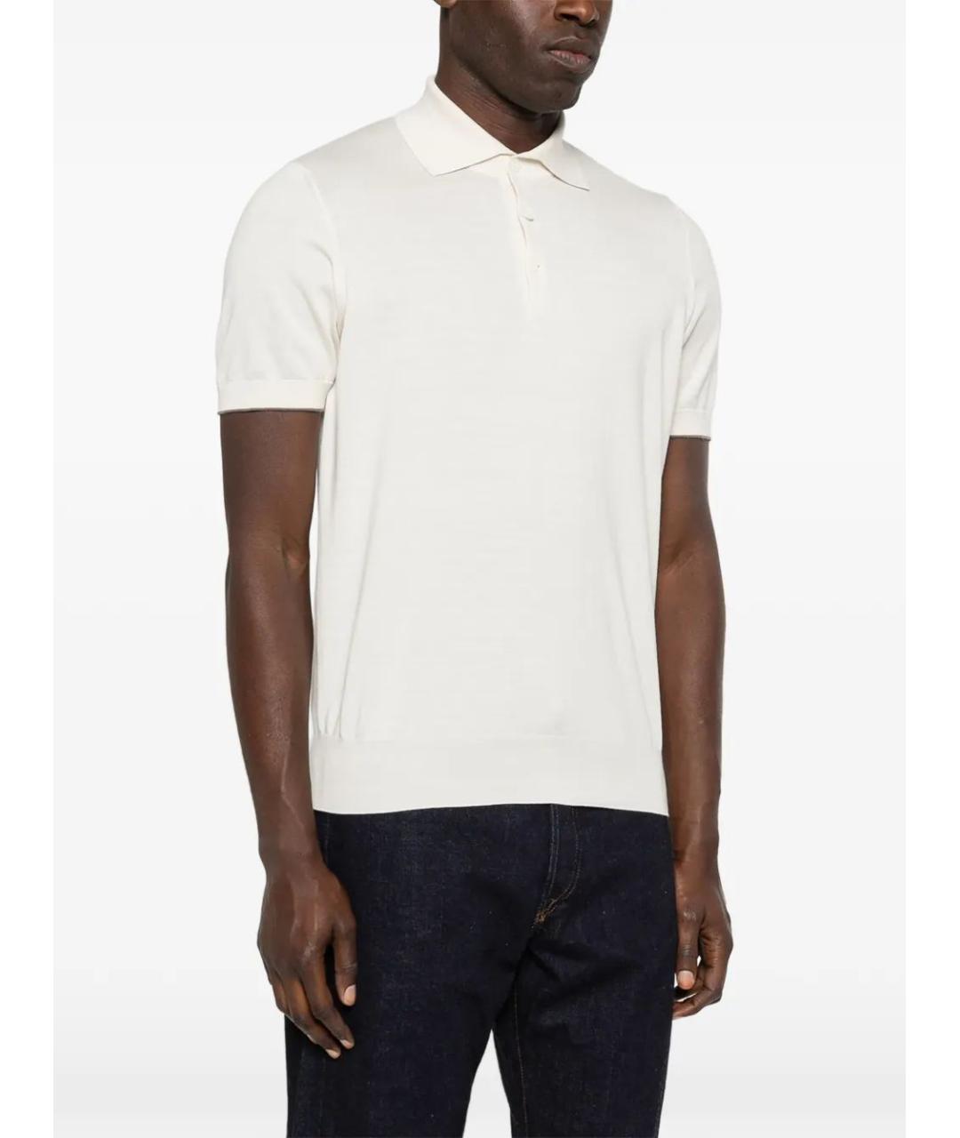 BRUNELLO CUCINELLI Белое хлопковое поло с коротким рукавом, фото 3