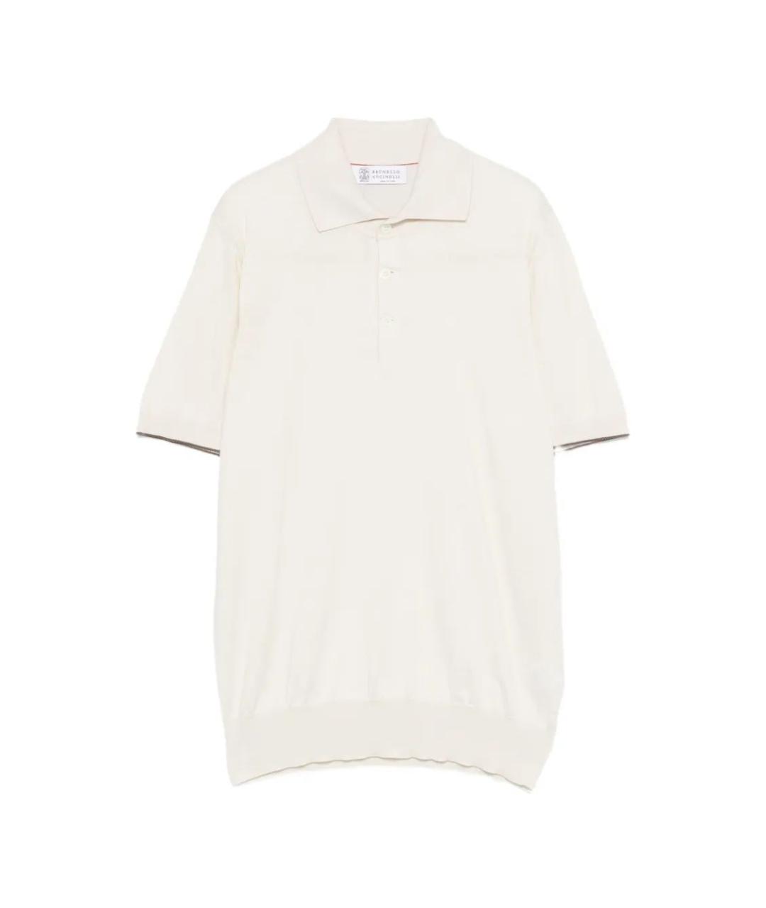 BRUNELLO CUCINELLI Белое хлопковое поло с коротким рукавом, фото 1