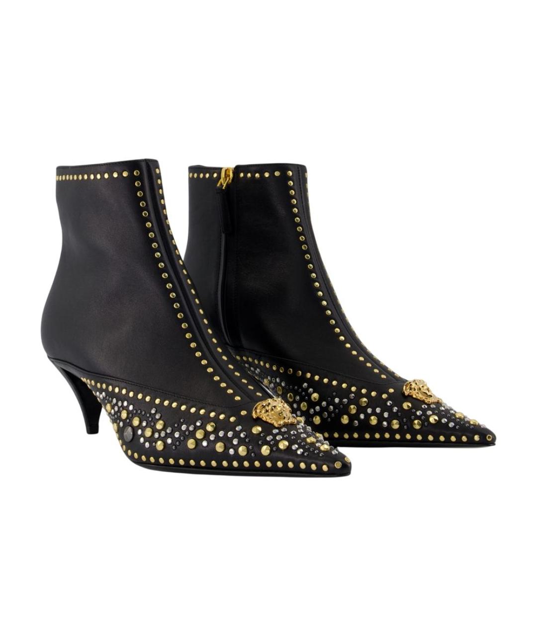 VERSACE Черные кожаные ботильоны, фото 2