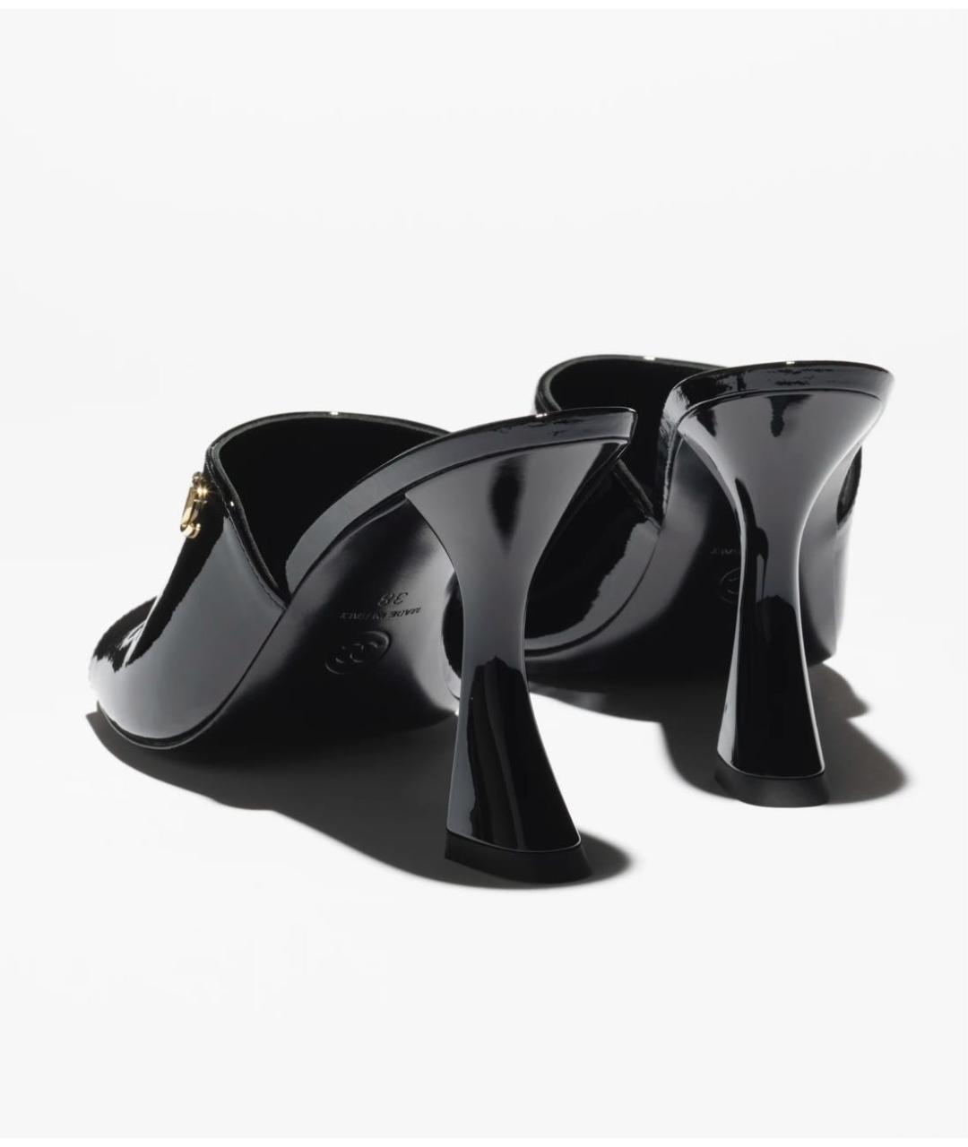 CHANEL Черные сабо из лакированной кожи, фото 2