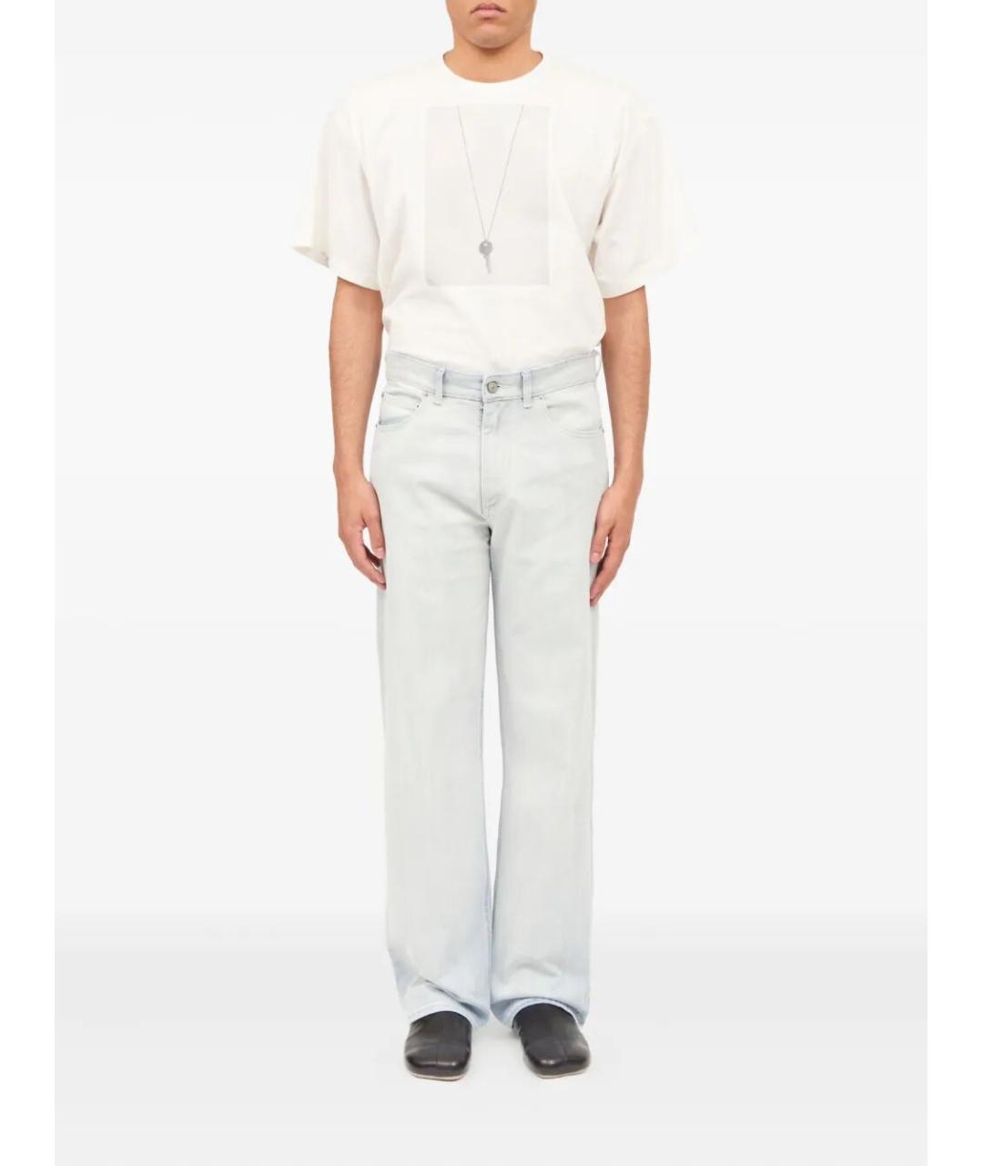 MM6 MAISON MARGIELA Голубые хлопковые прямые джинсы, фото 2