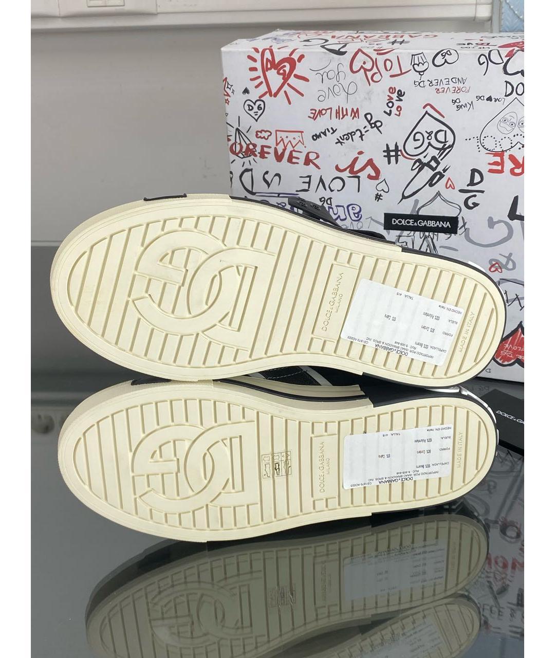 DOLCE&GABBANA Черные кожаные кеды, фото 6