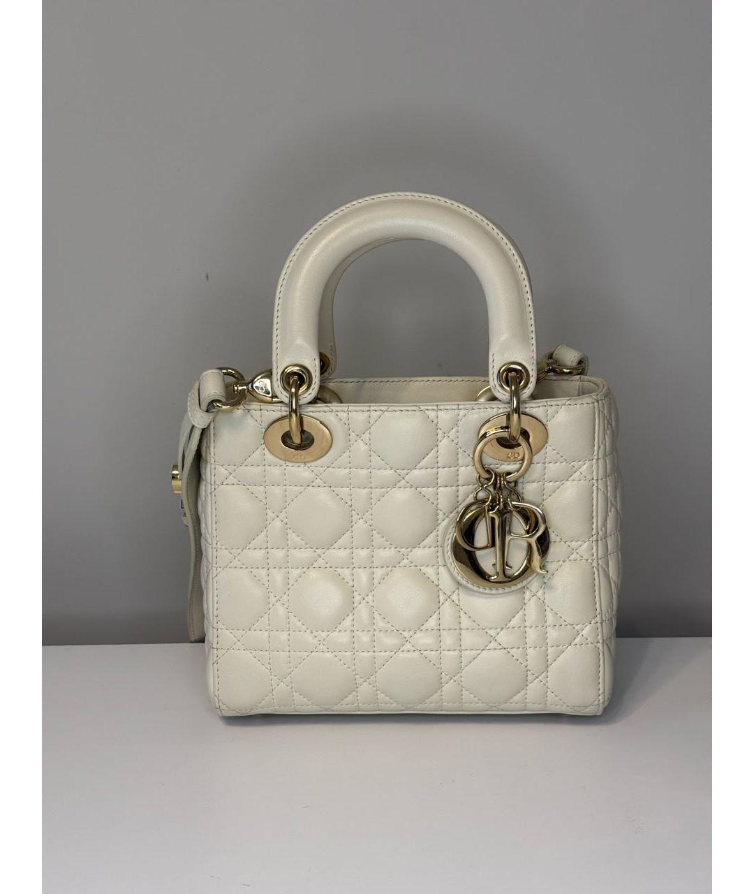 CHRISTIAN DIOR Белая кожаная сумка с короткими ручками, фото 2