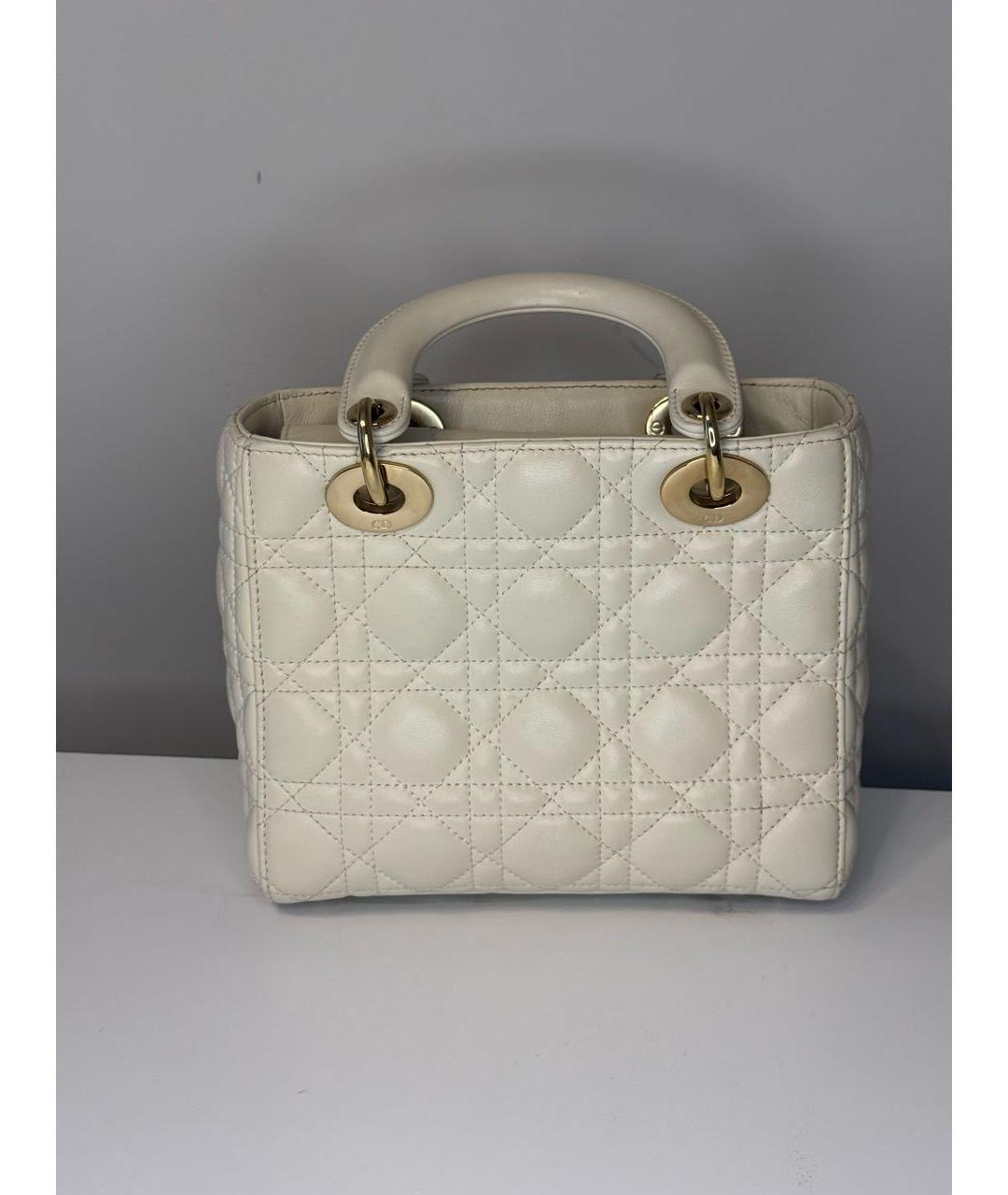 CHRISTIAN DIOR Белая кожаная сумка с короткими ручками, фото 4