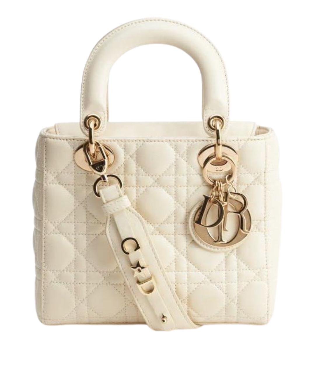 CHRISTIAN DIOR Белая кожаная сумка с короткими ручками, фото 1