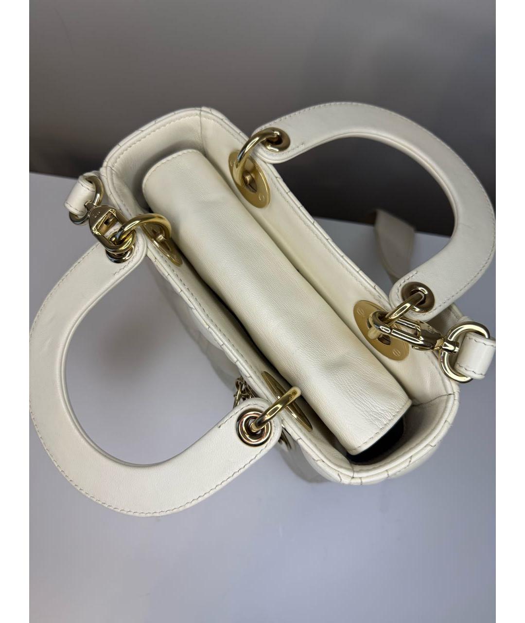CHRISTIAN DIOR Белая кожаная сумка с короткими ручками, фото 5