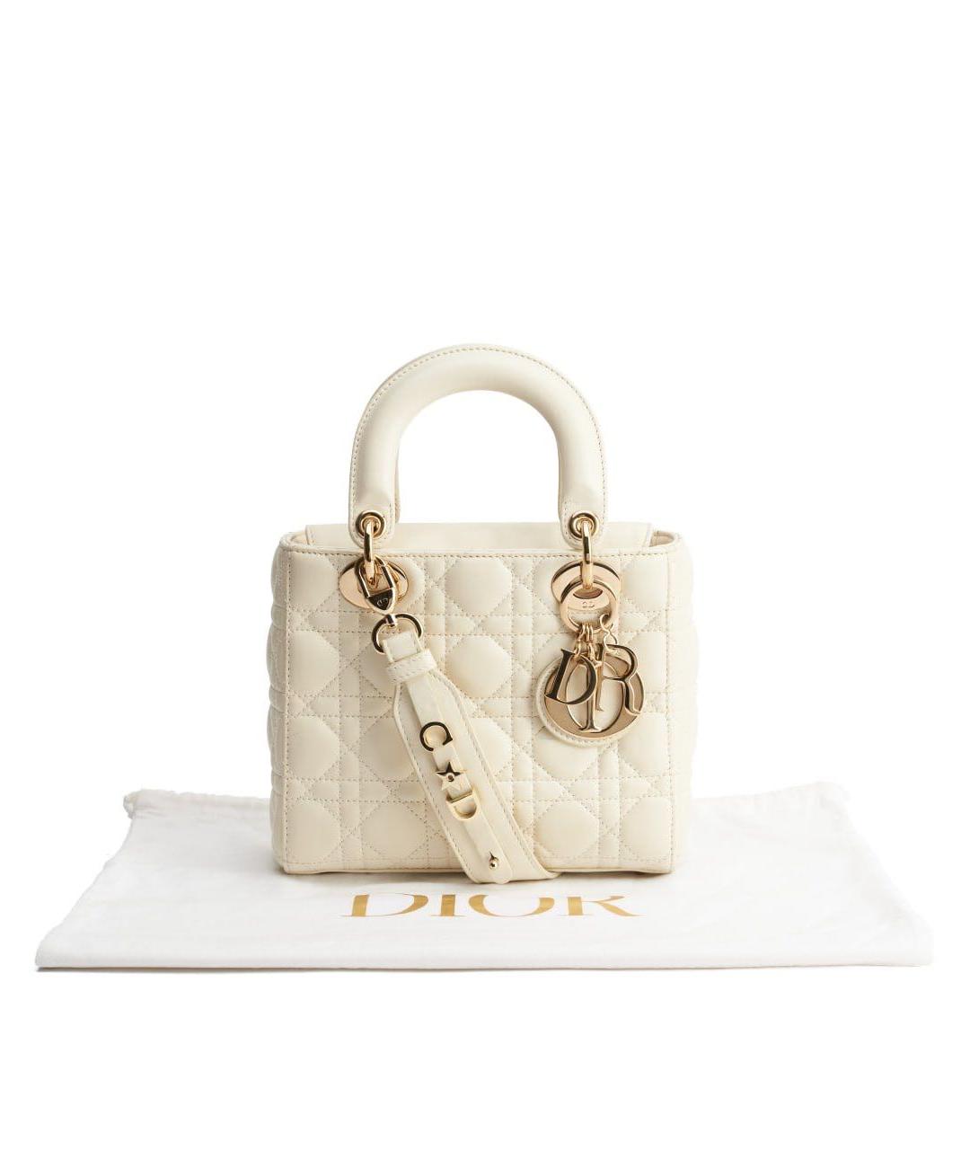 CHRISTIAN DIOR Белая кожаная сумка с короткими ручками, фото 9
