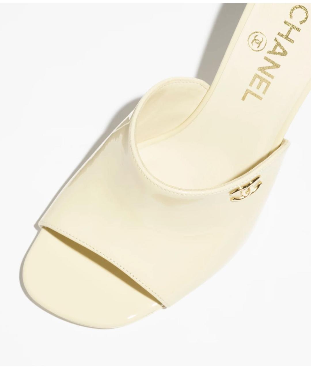 CHANEL Бежевые сабо из лакированной кожи, фото 3