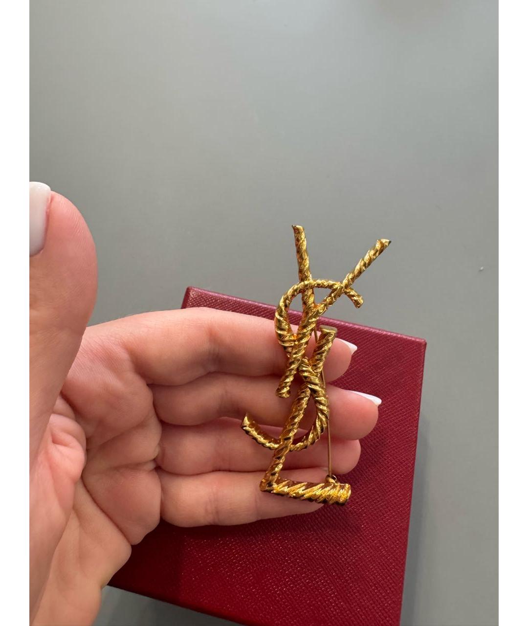 SAINT LAURENT Золотая металлическая булавка / брошь, фото 3