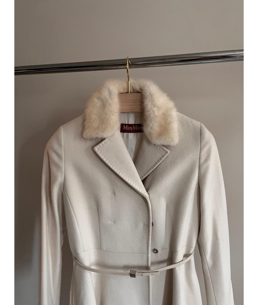 MAX MARA STUDIO Белое шерстяное пальто, фото 3