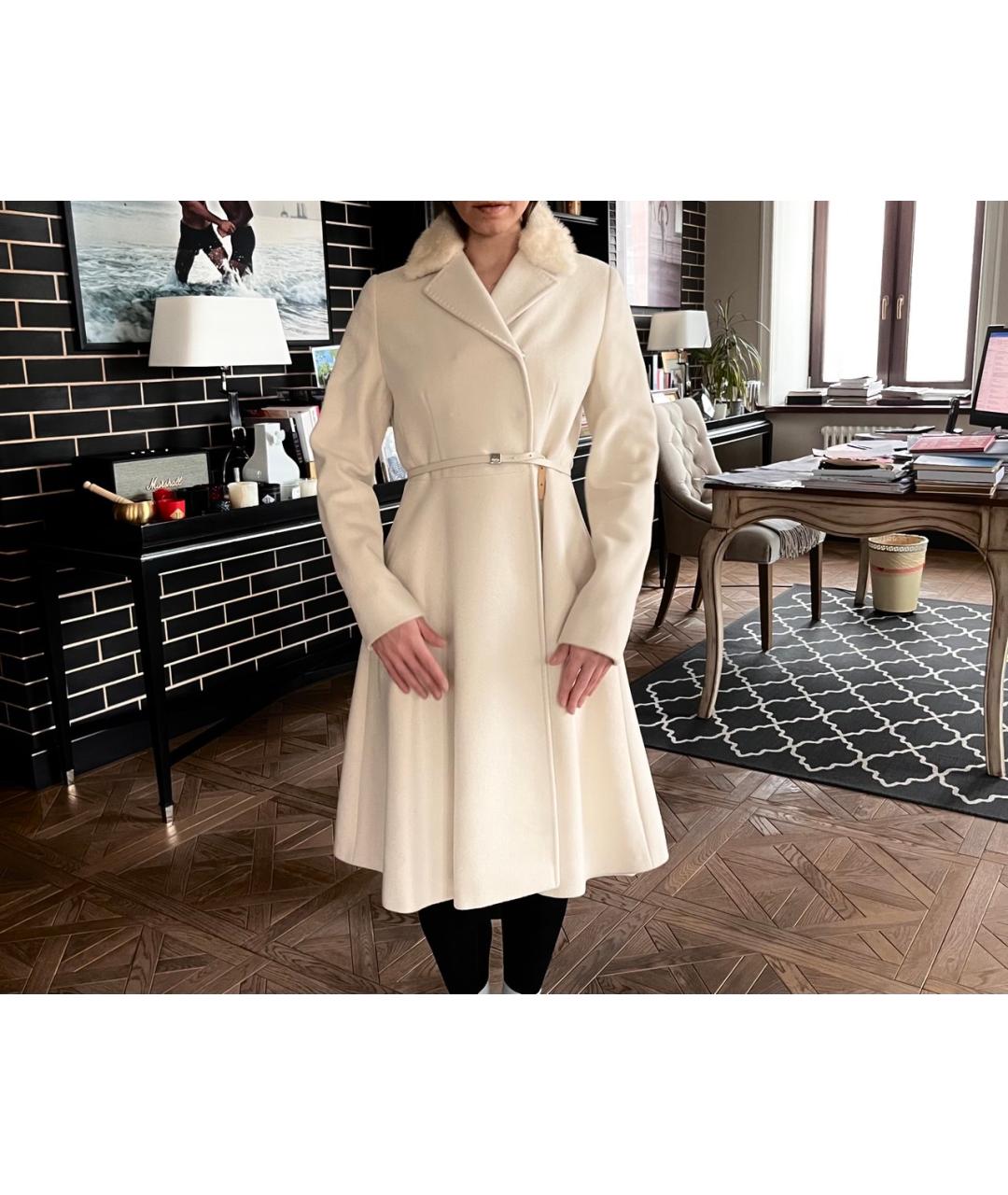 MAX MARA STUDIO Белое шерстяное пальто, фото 4