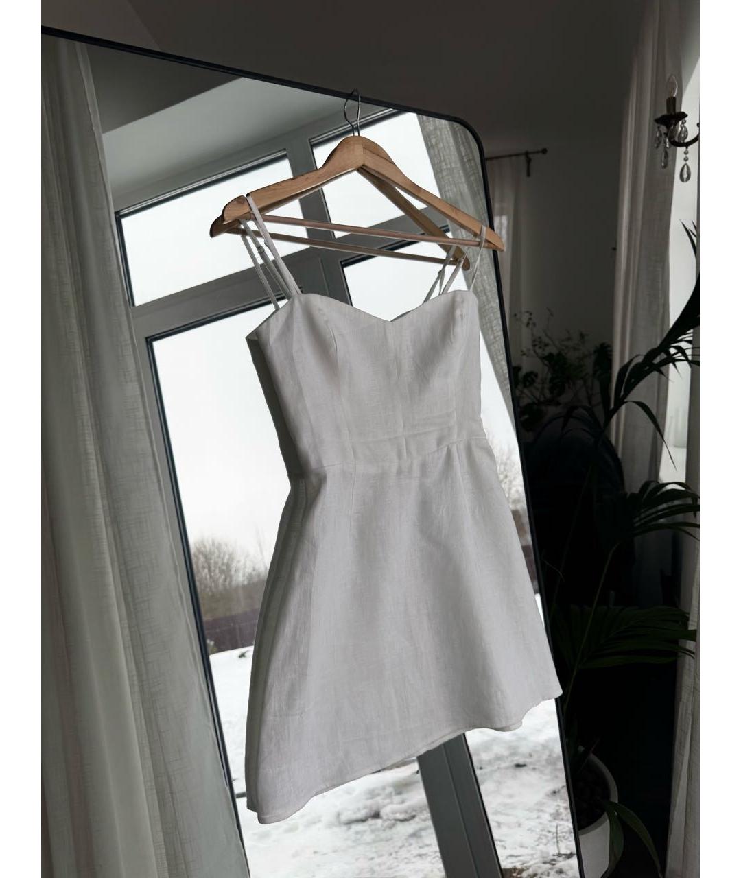 REFORMATION Белое льняное повседневное платье, фото 9