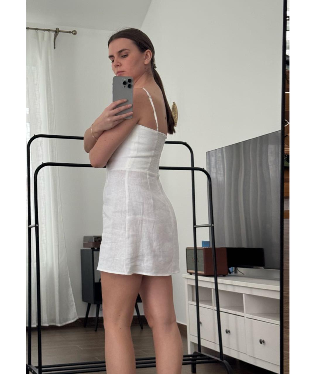 REFORMATION Белое льняное повседневное платье, фото 8