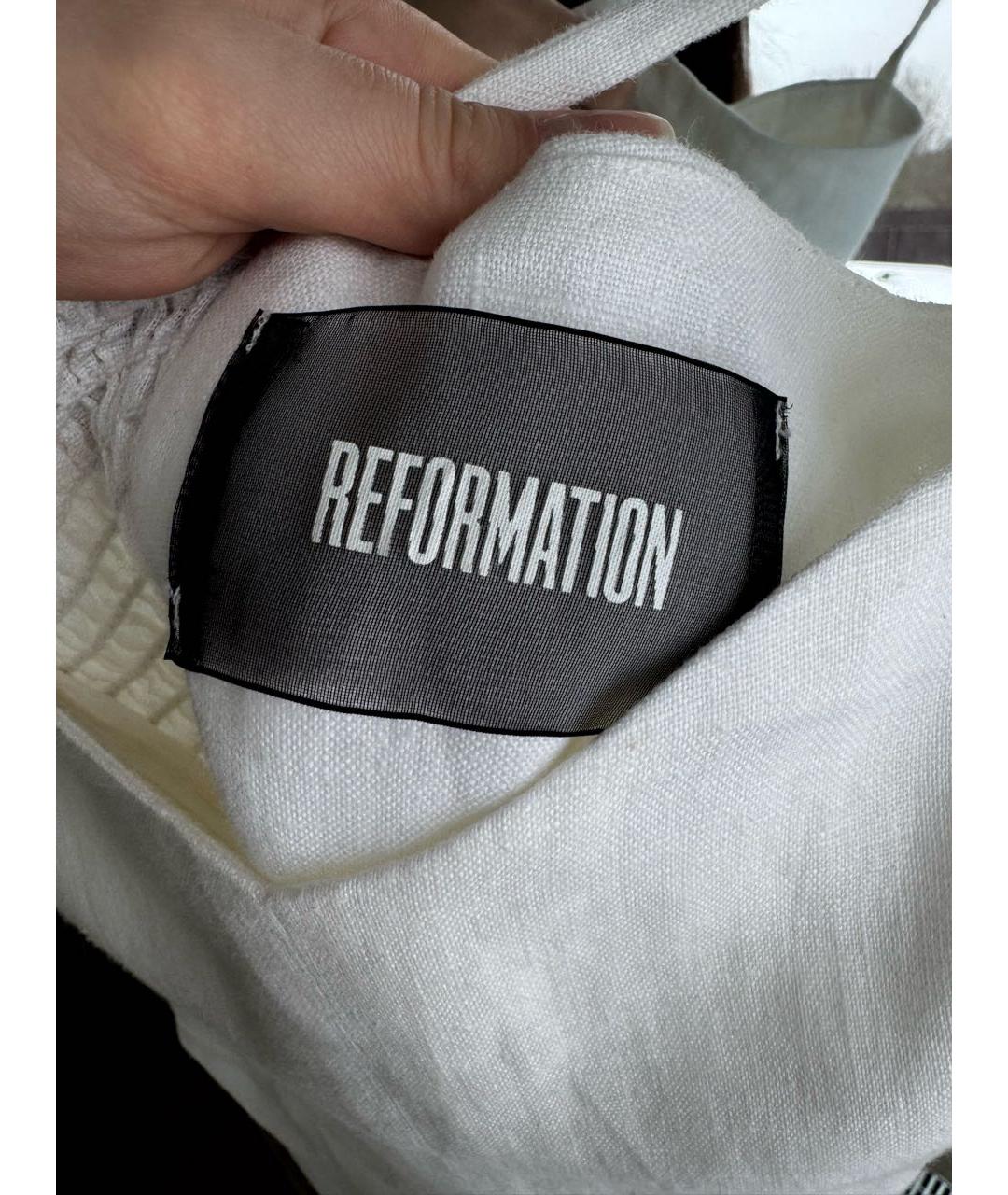 REFORMATION Белое льняное повседневное платье, фото 3