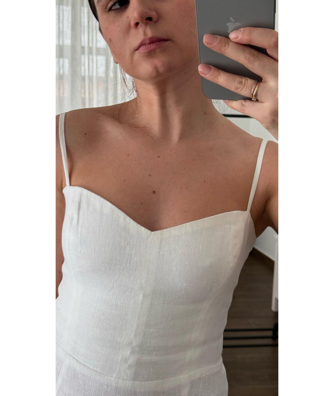 REFORMATION Белое льняное повседневное платье, фото 7