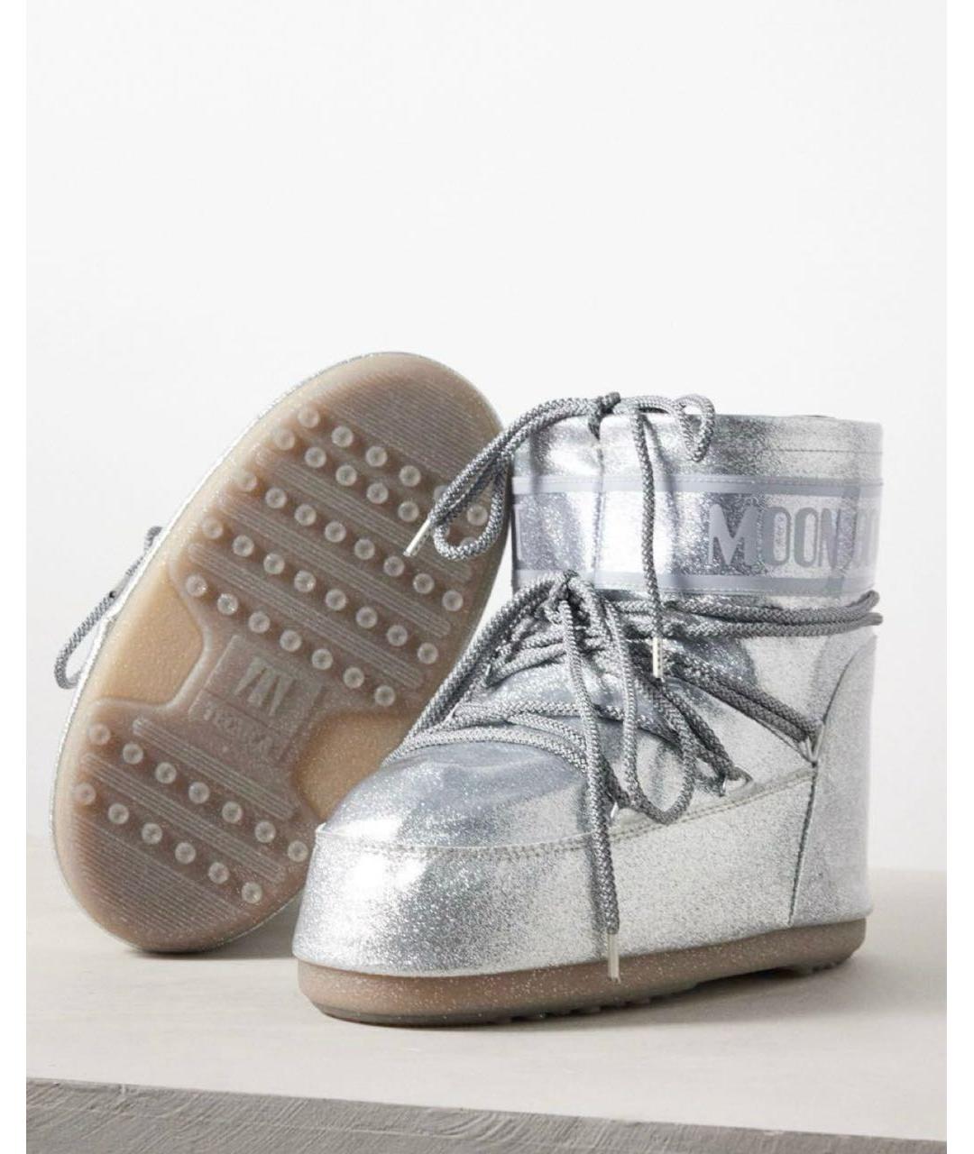 MOON BOOT Серебряные резиновые ботинки, фото 7