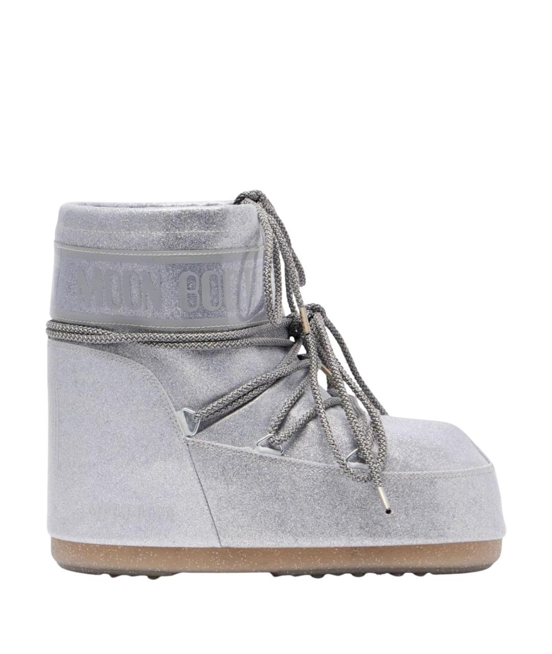 MOON BOOT Серебряные резиновые ботинки, фото 1