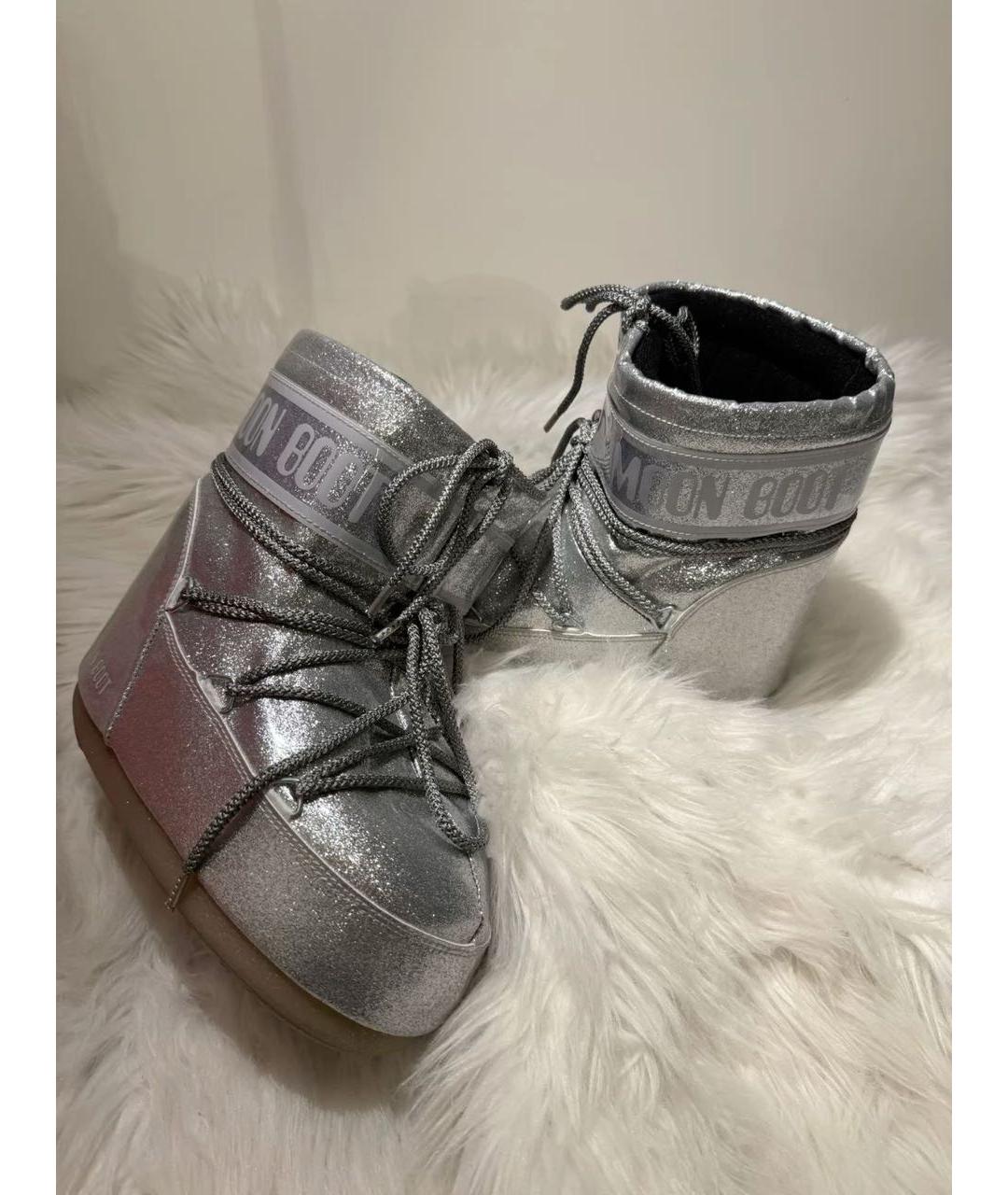 MOON BOOT Серебряные резиновые ботинки, фото 6