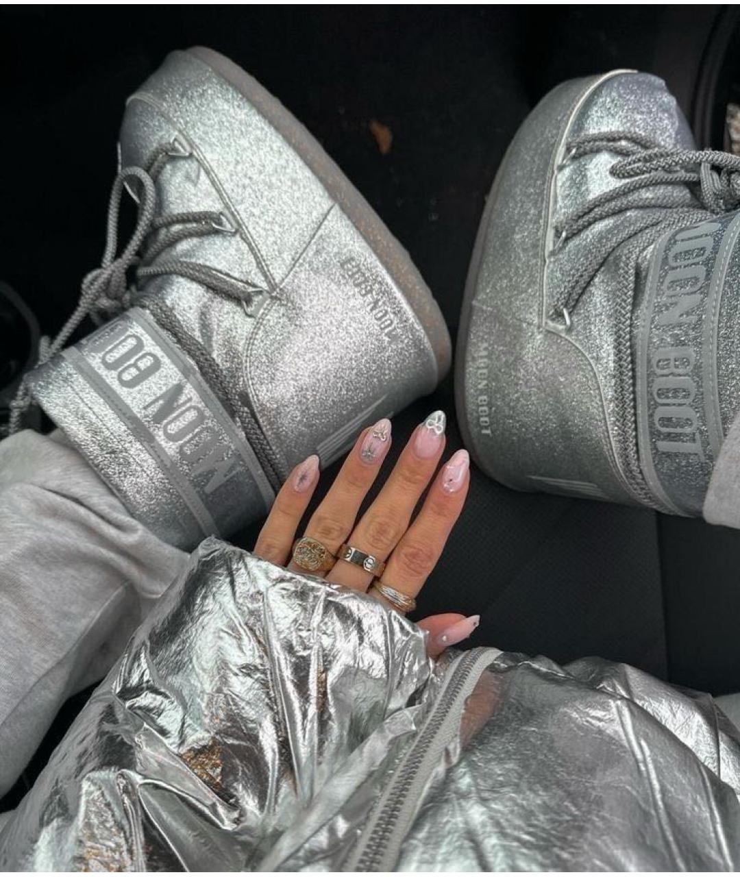 MOON BOOT Серебряные резиновые ботинки, фото 5