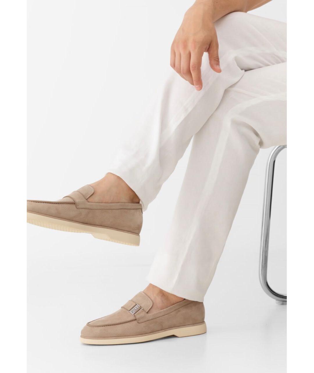 ZILLI Бежевые кожаные лоферы, фото 6