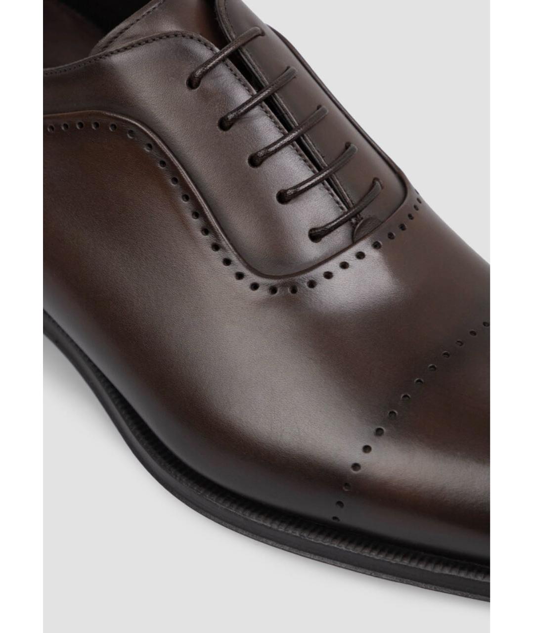 STEFANO RICCI Коричневые кожаные низкие ботинки, фото 4