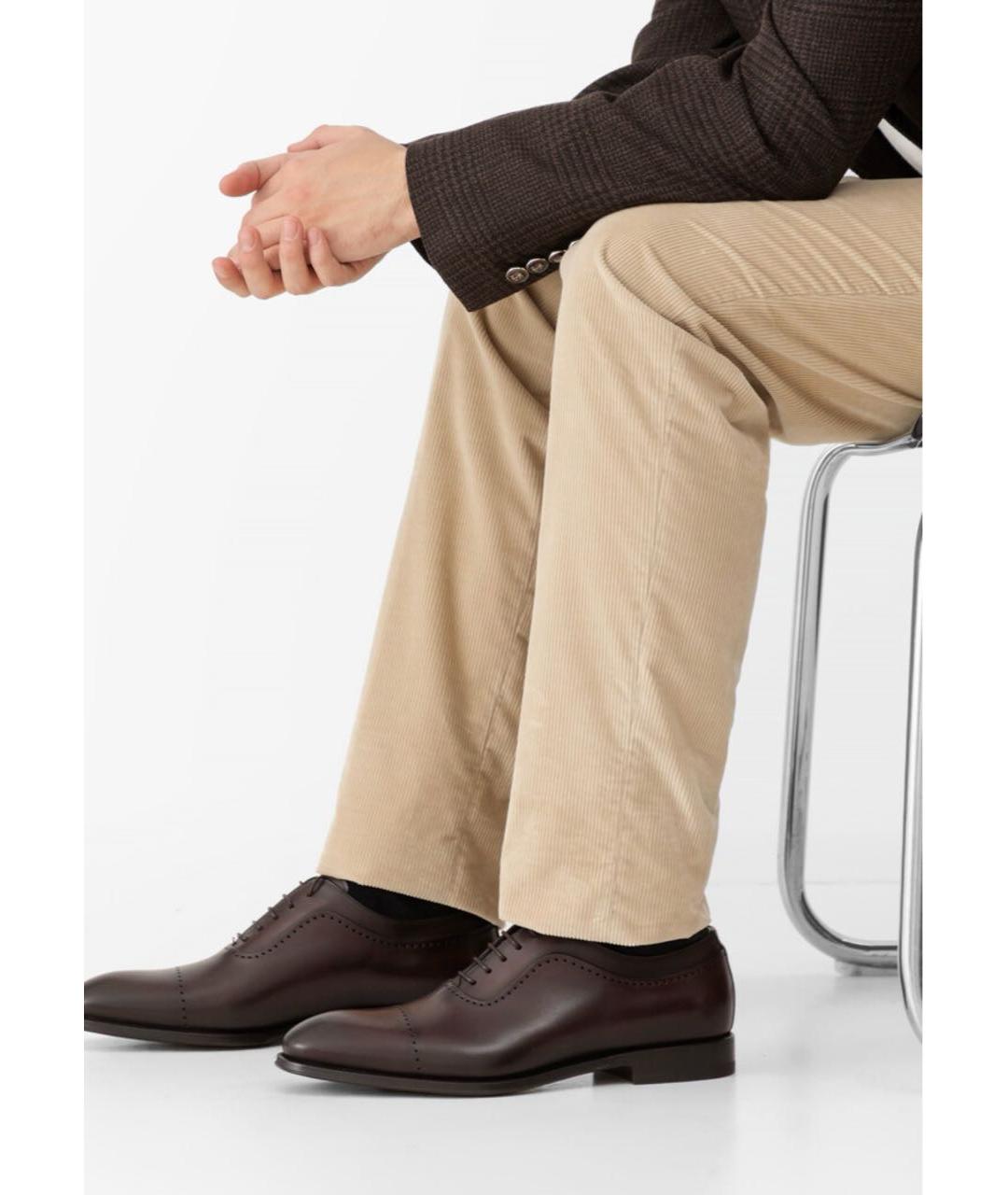 STEFANO RICCI Коричневые кожаные низкие ботинки, фото 6