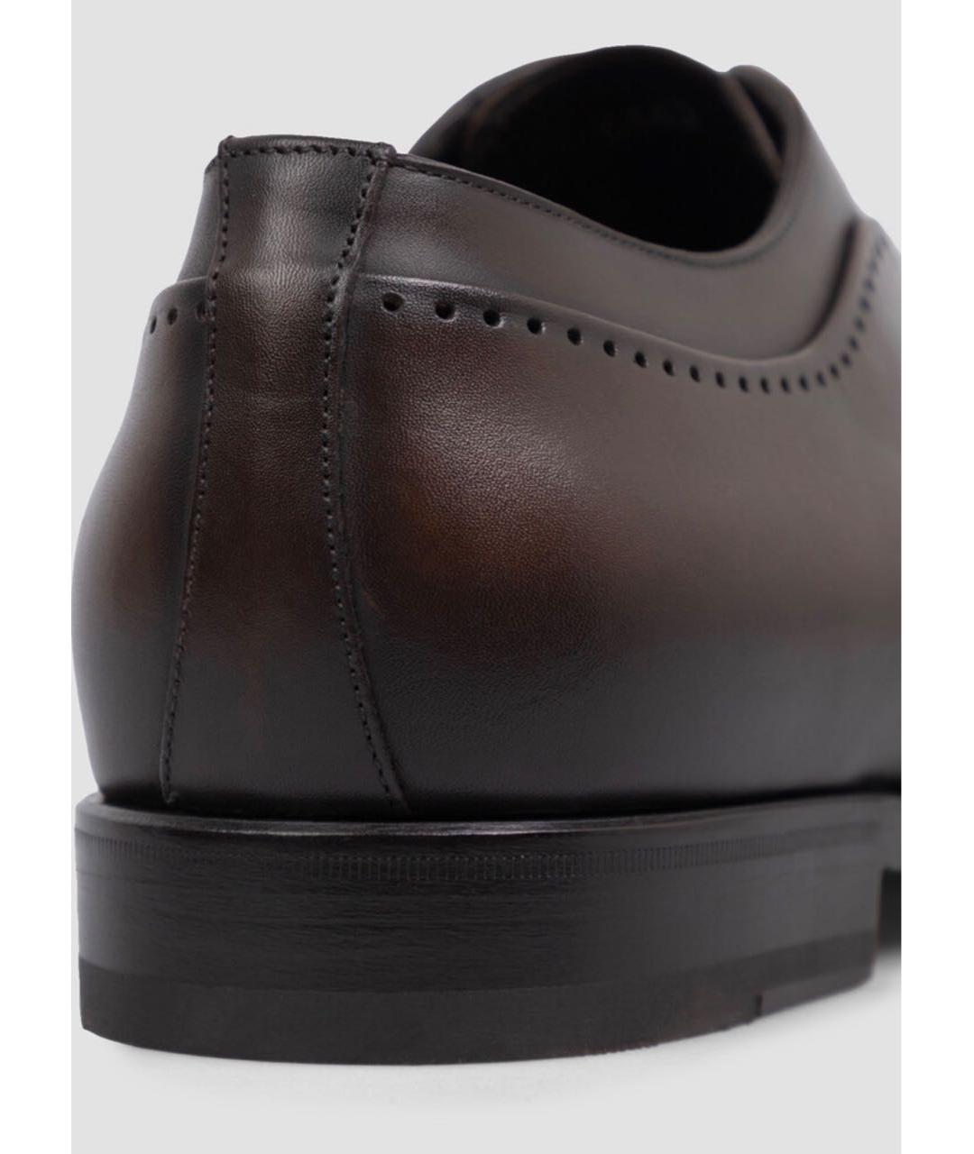 STEFANO RICCI Коричневые кожаные низкие ботинки, фото 5