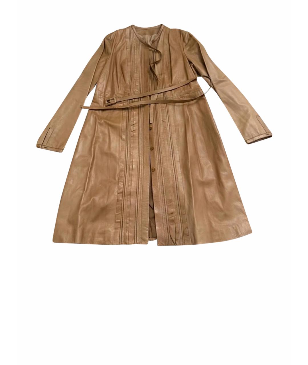 VALENTINO Коричневое кожаное пальто, фото 1