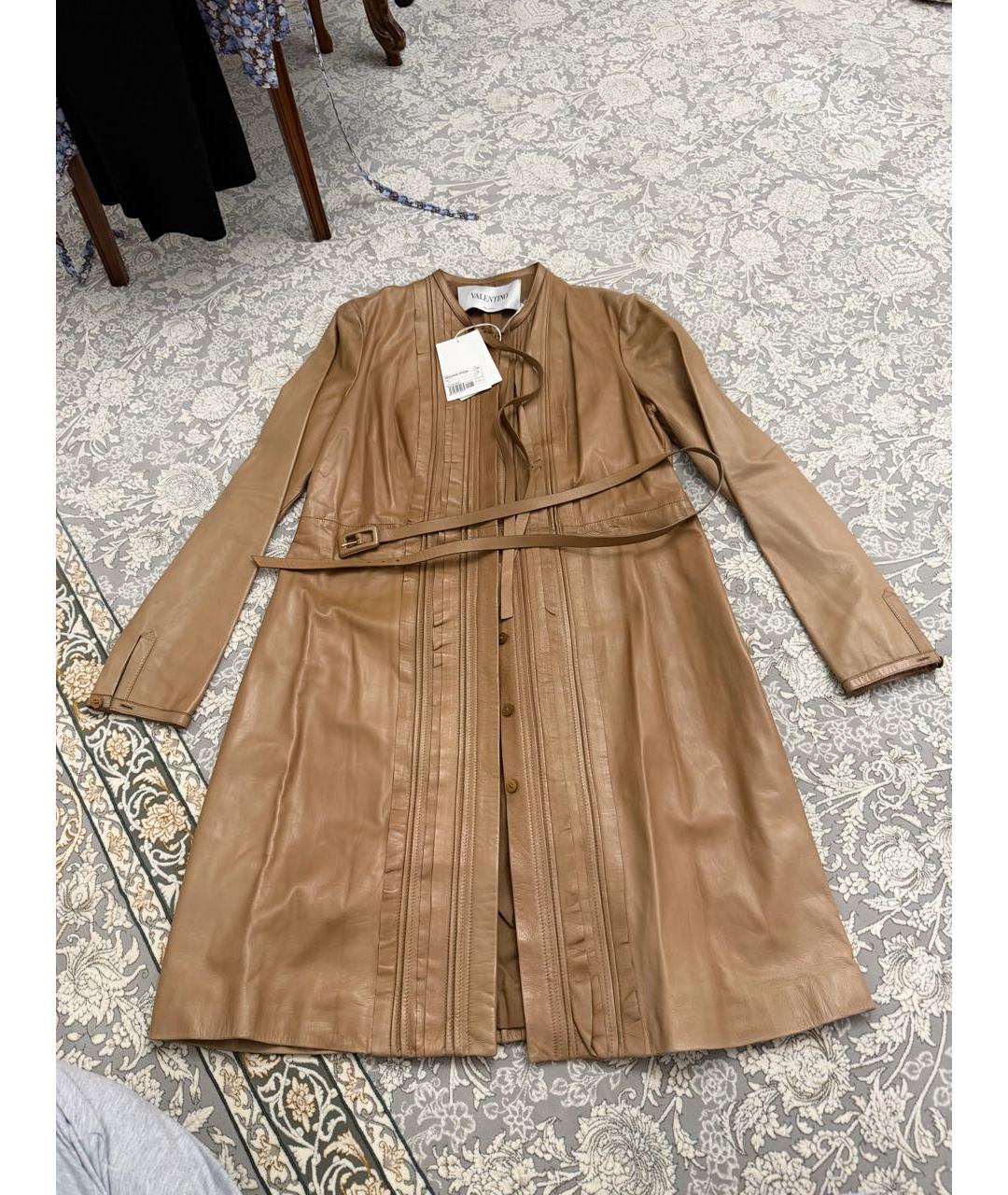 VALENTINO Коричневое кожаное пальто, фото 4