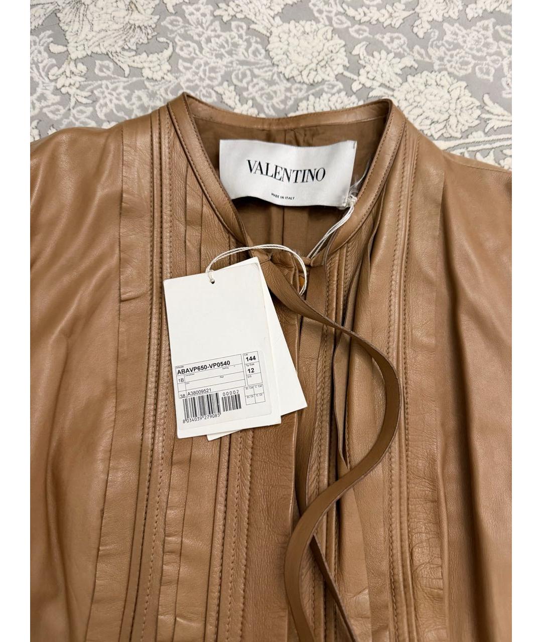 VALENTINO Коричневое кожаное пальто, фото 2