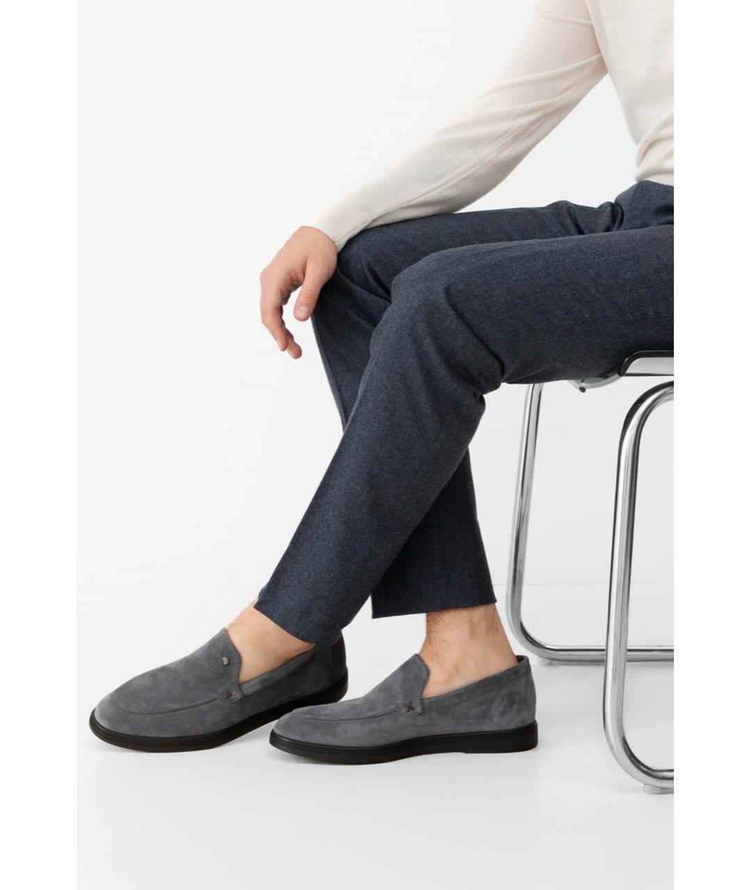 STEFANO RICCI Серые замшевые лоферы, фото 6