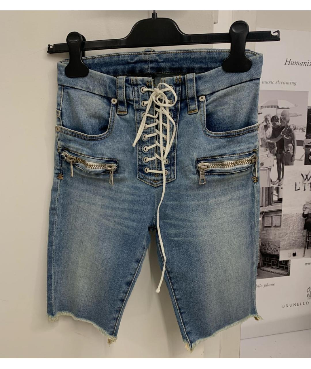 UNRAVEL PROJECT Голубые хлопковые шорты, фото 8