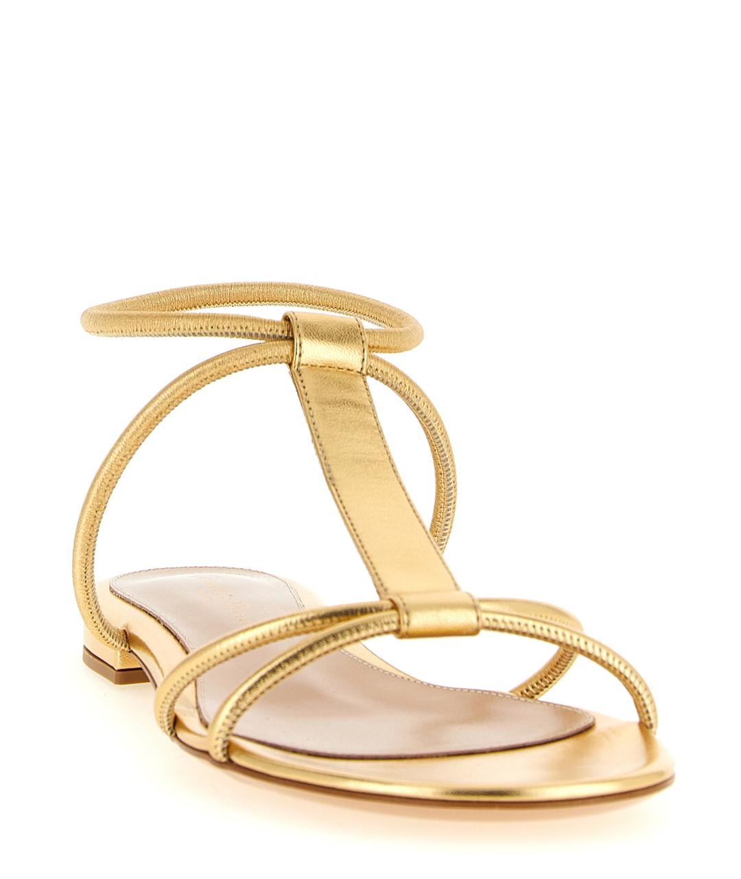 GIANVITO ROSSI Золотые кожаные сандалии, фото 2