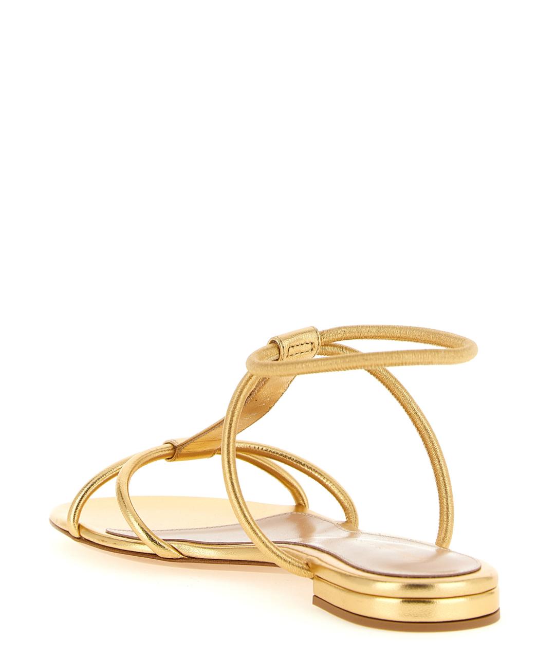 GIANVITO ROSSI Золотые кожаные сандалии, фото 3