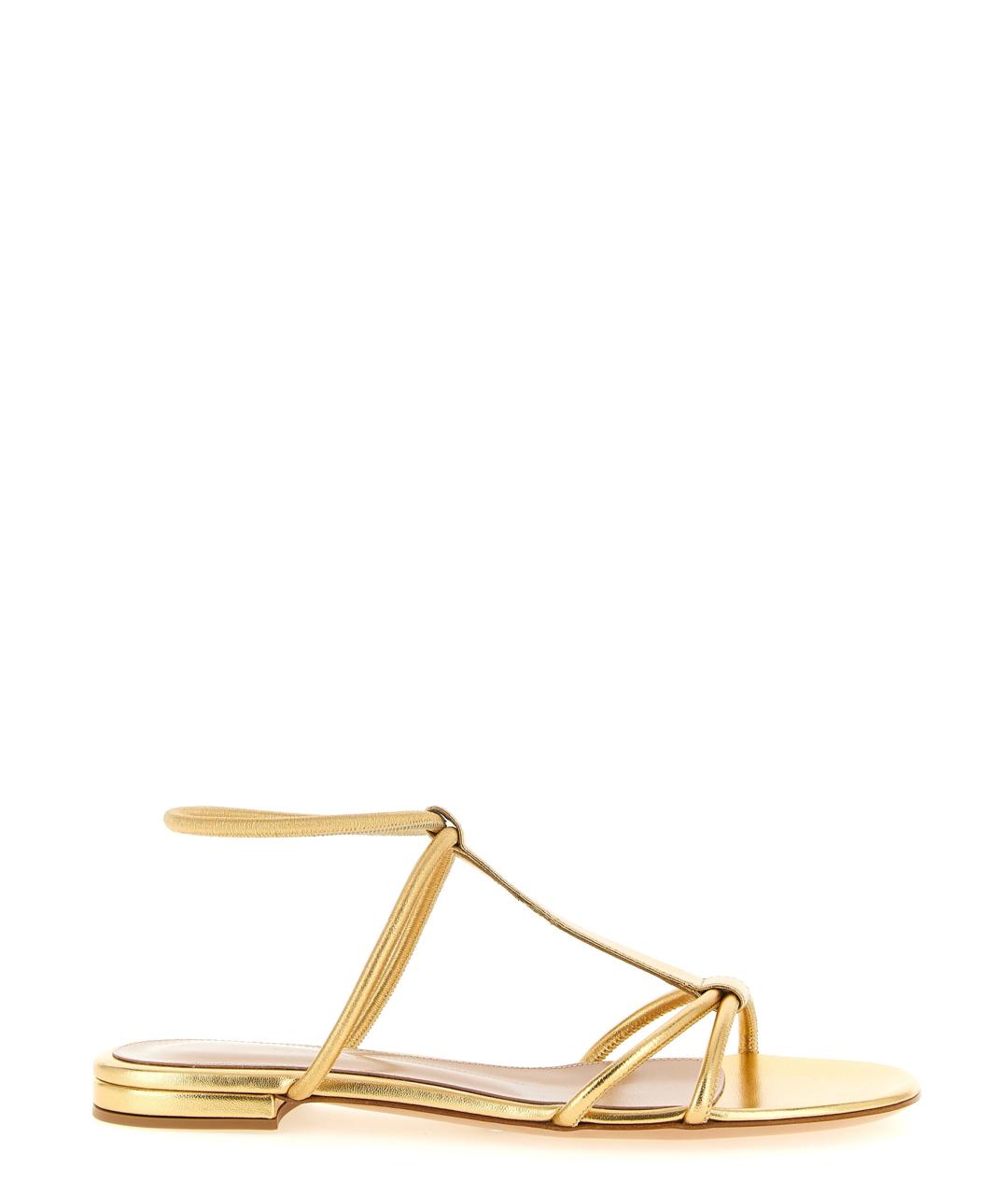 GIANVITO ROSSI Золотые кожаные сандалии, фото 1