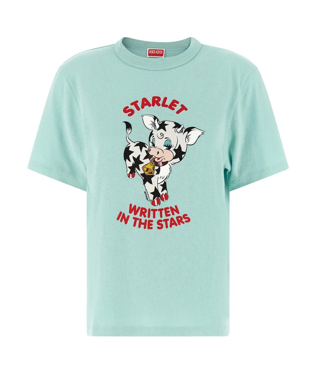 KENZO Голубая хлопковая футболка, фото 1