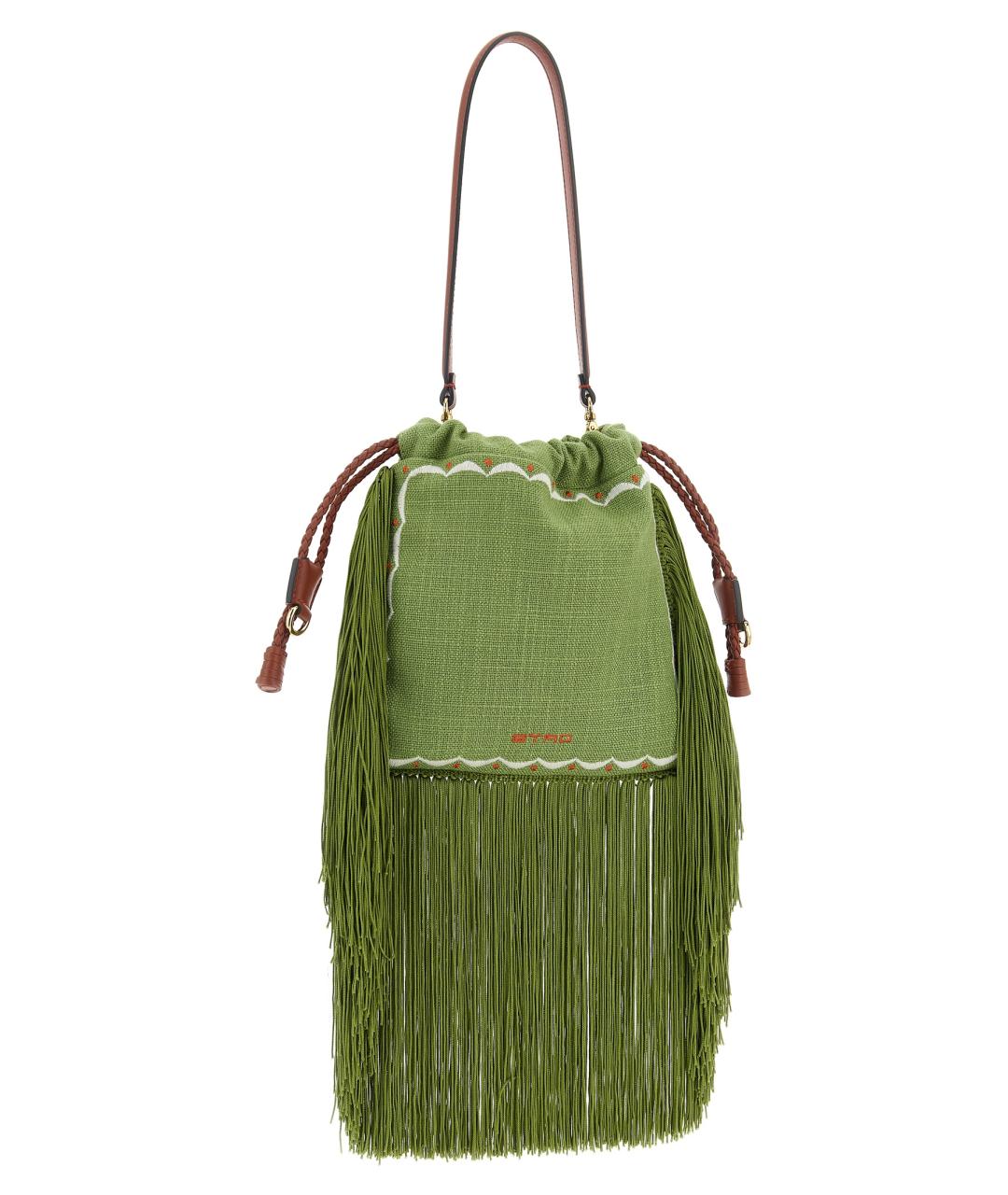 ETRO Зеленая льняная сумка через плечо, фото 2