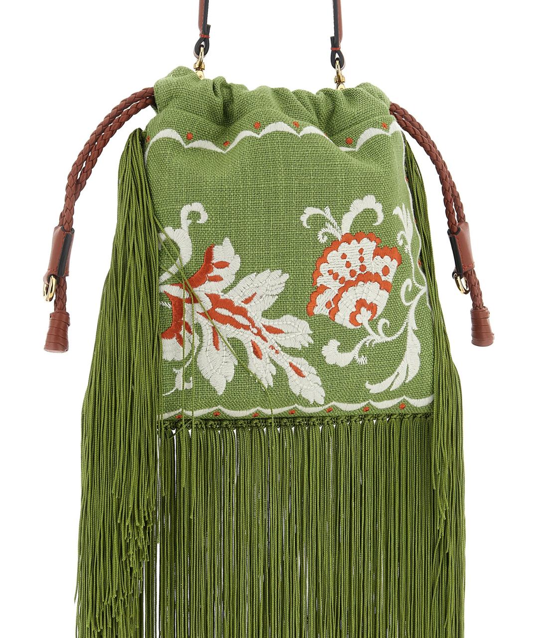 ETRO Зеленая льняная сумка через плечо, фото 3