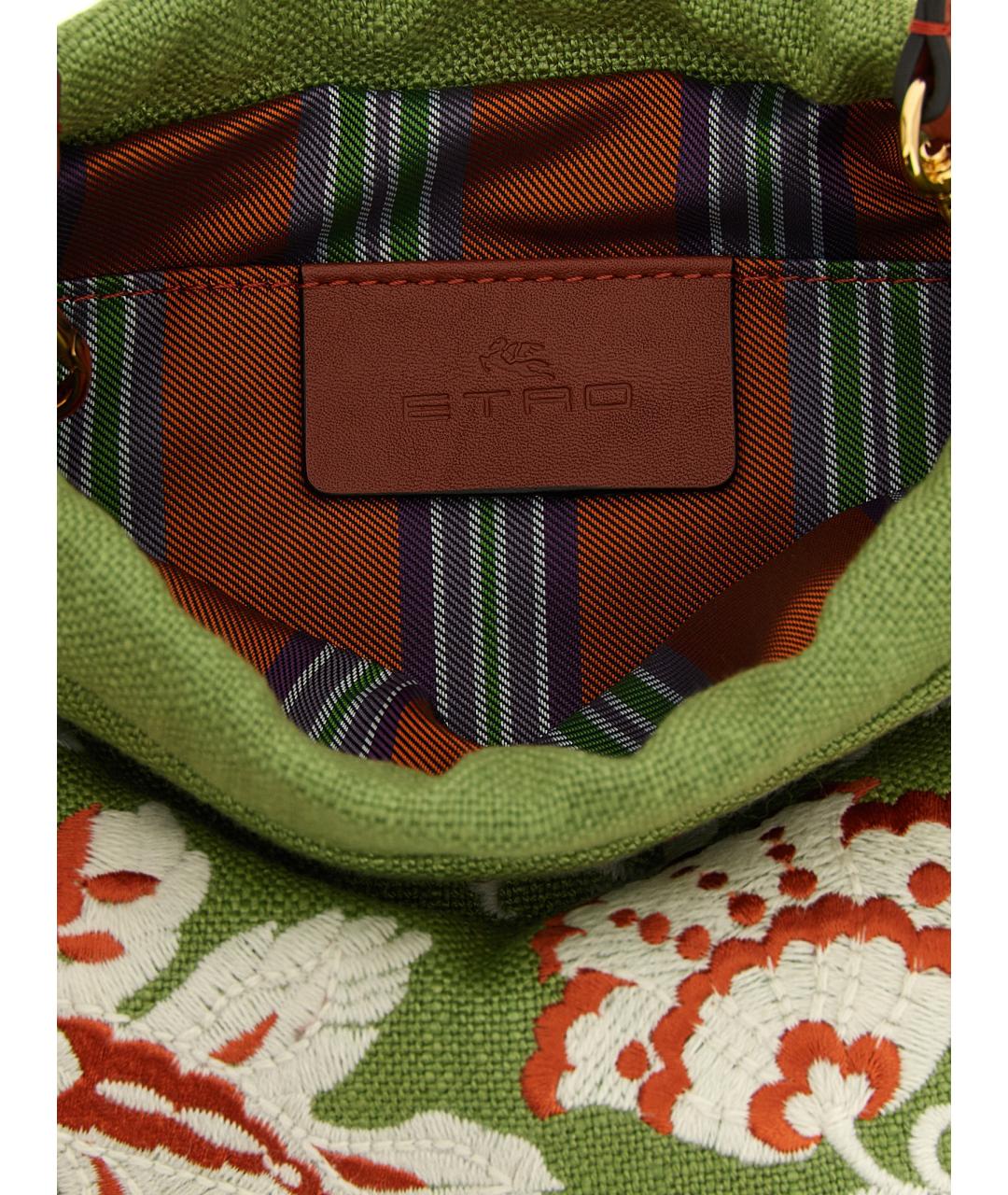 ETRO Зеленая льняная сумка через плечо, фото 4