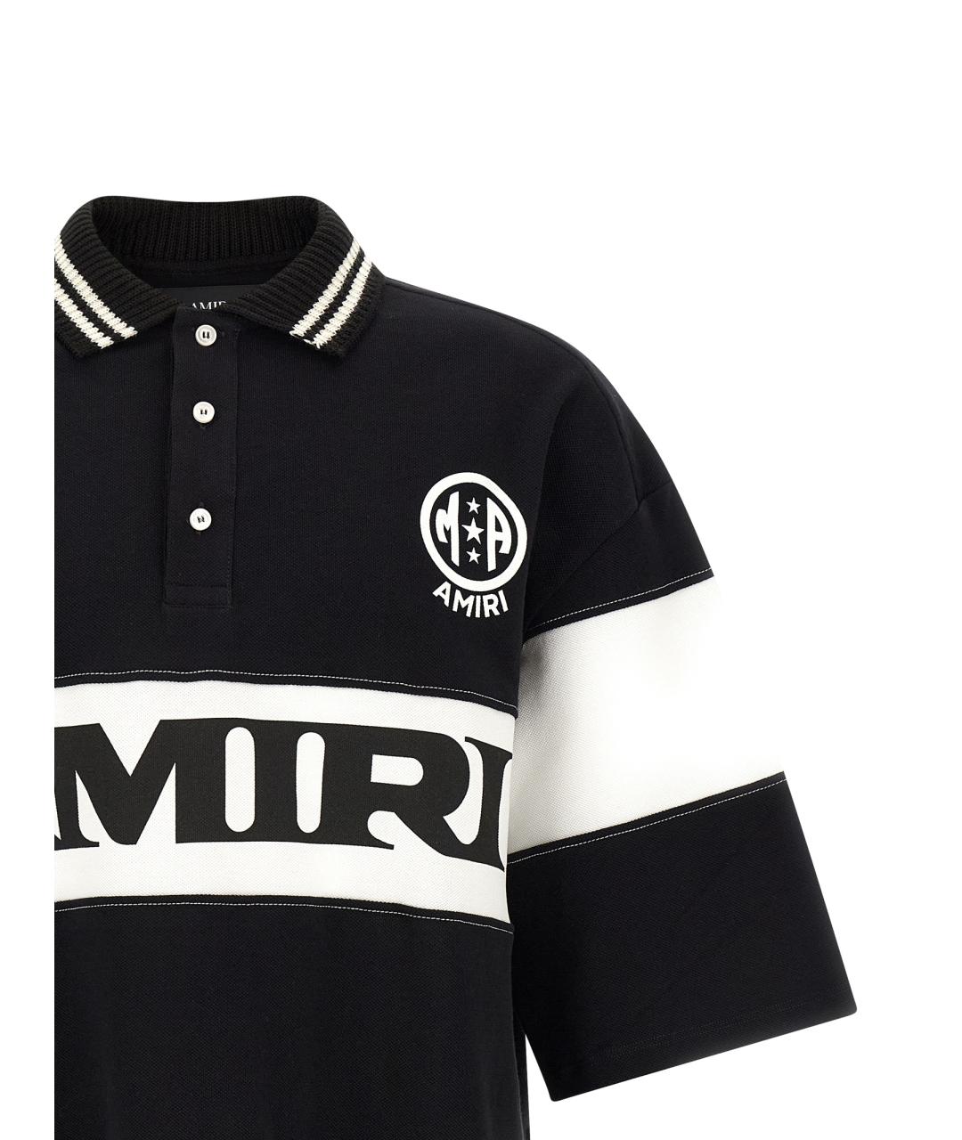 AMIRI Черное хлопковое поло с коротким рукавом, фото 3