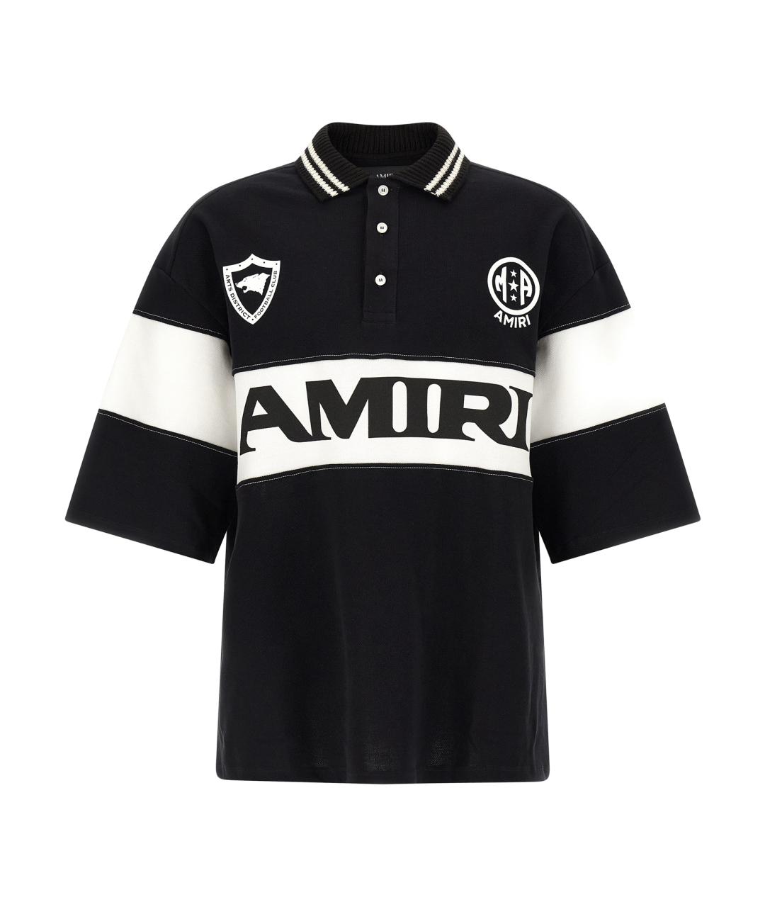 AMIRI Черное хлопковое поло с коротким рукавом, фото 1
