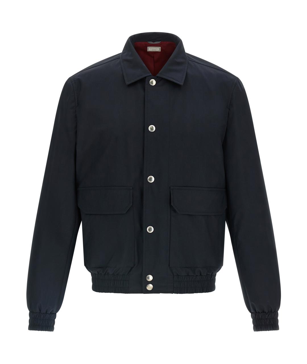 BRUNELLO CUCINELLI Темно-синяя шелковая куртка, фото 1