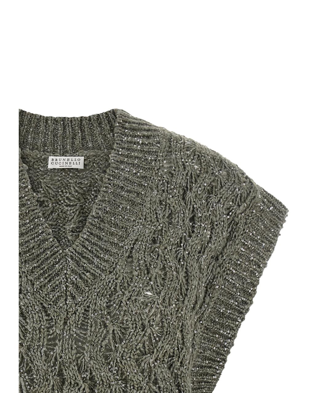 BRUNELLO CUCINELLI Зеленая шелковая жилетка, фото 3