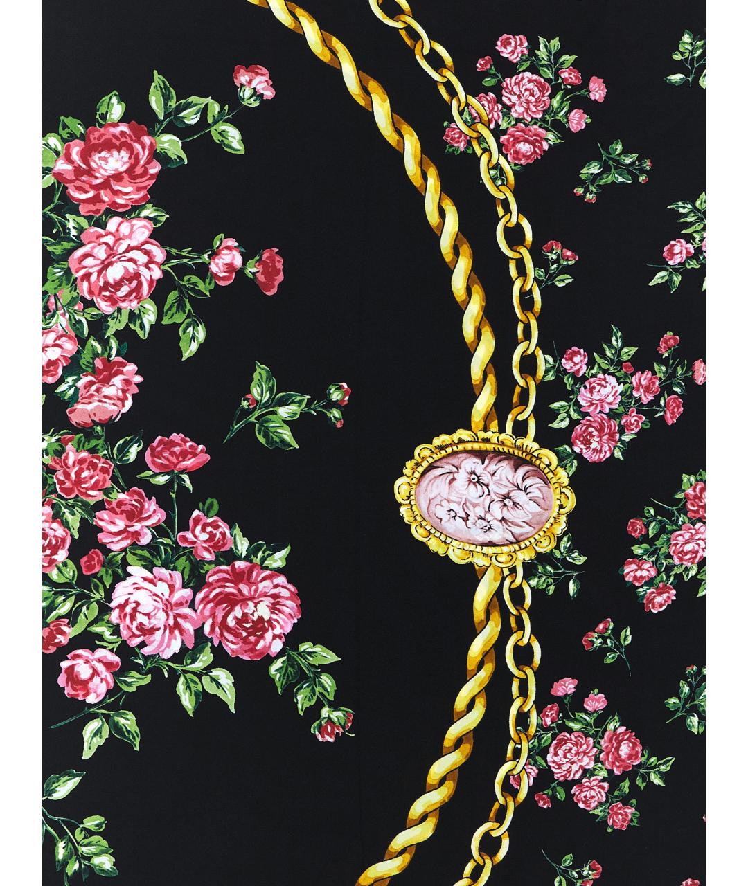 DOLCE&GABBANA Черный шелковый шарф, фото 3