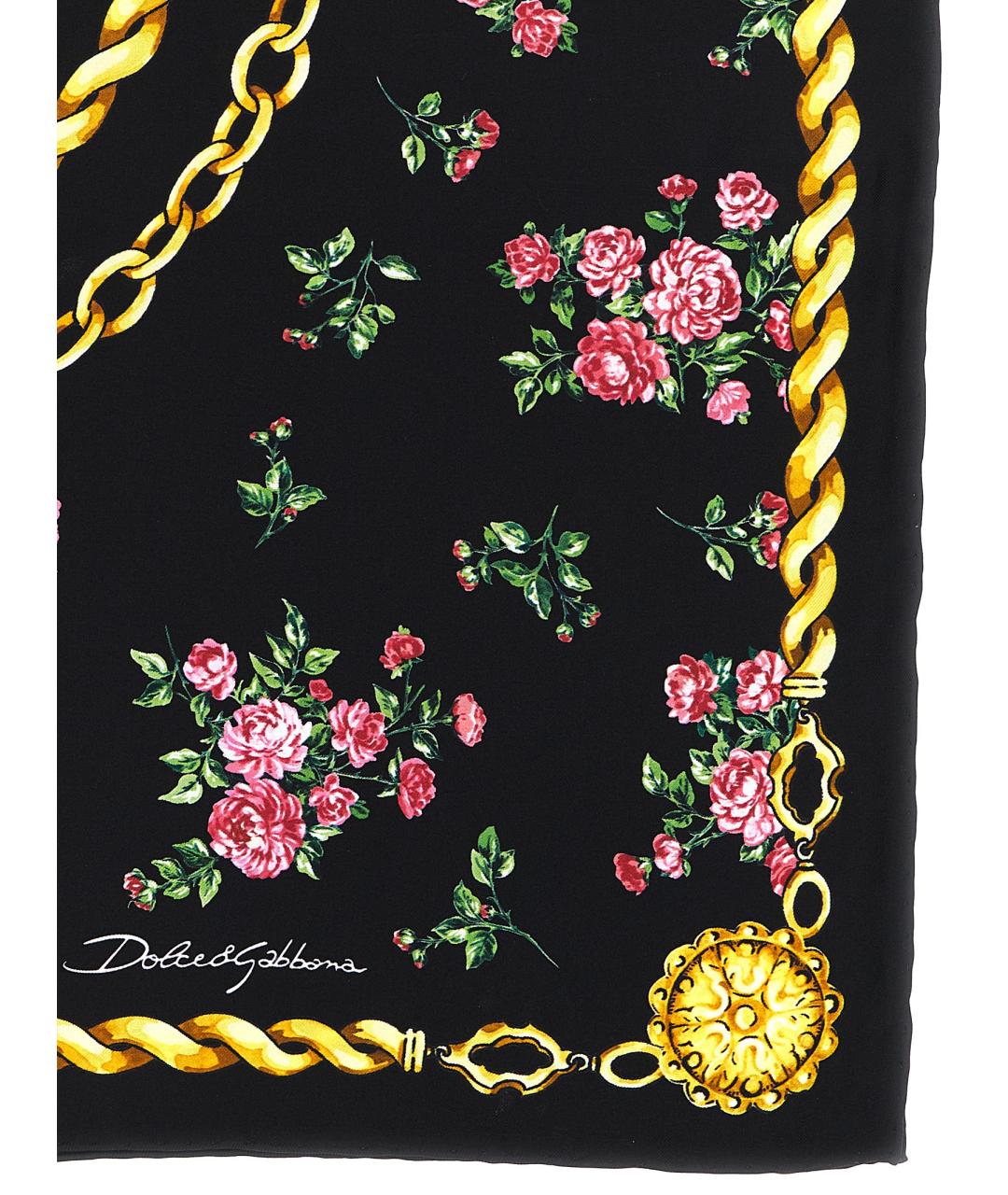 DOLCE&GABBANA Черный шелковый шарф, фото 2